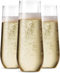 Munfix front pack showing 48 clear stemless flutes and elegant presentation benefit