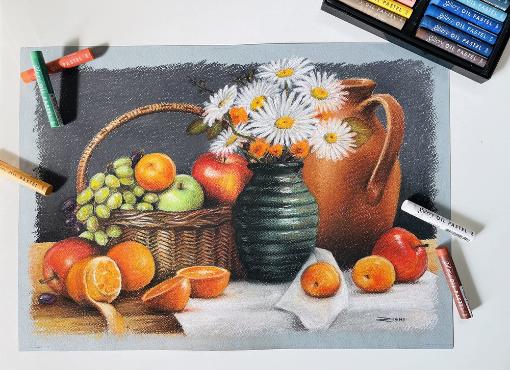 MUNGYO pastels in studio setup showing versatility for mixed-media projects benefit