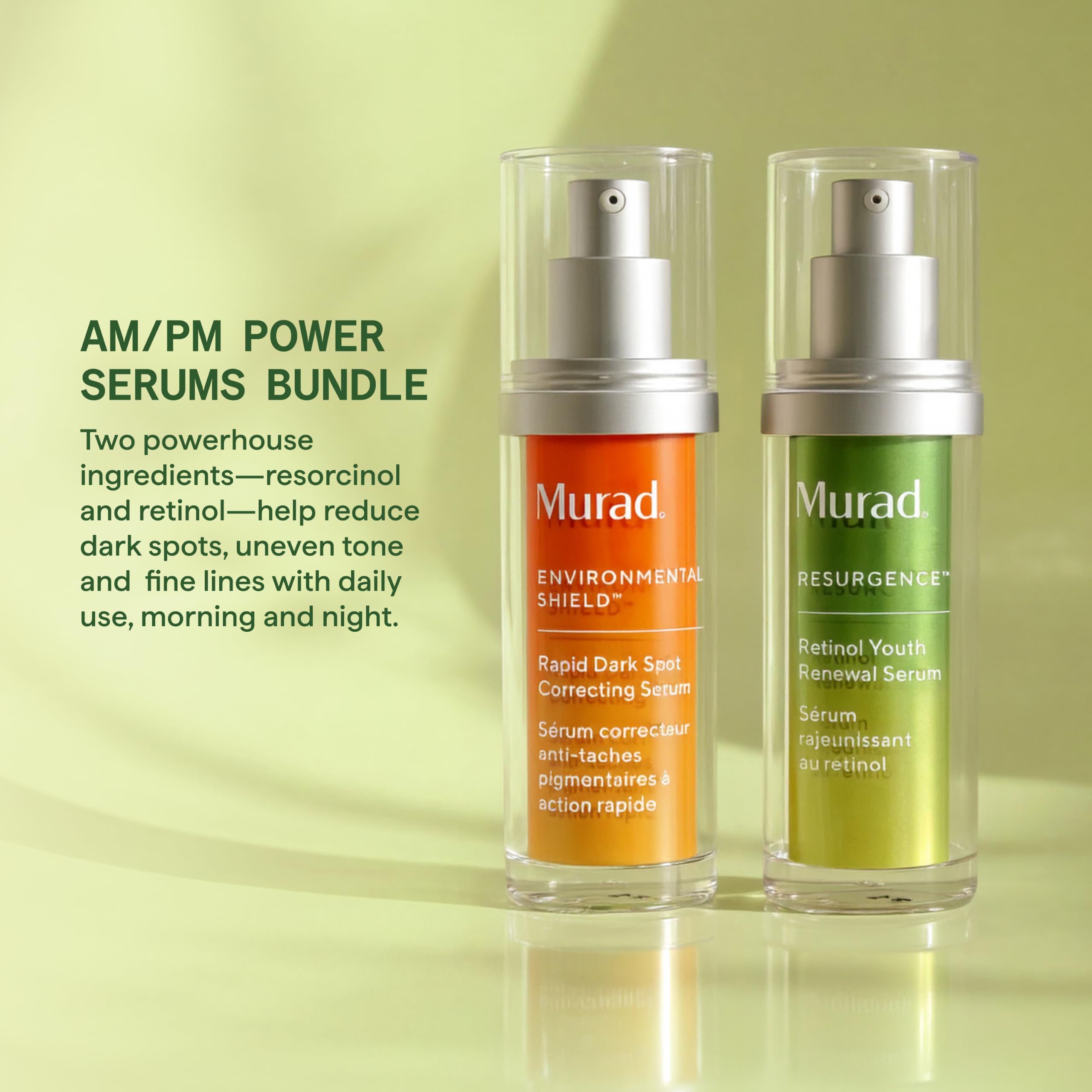 Murad serum on vanity in lifestyle scene emphasizing daily routine benefit