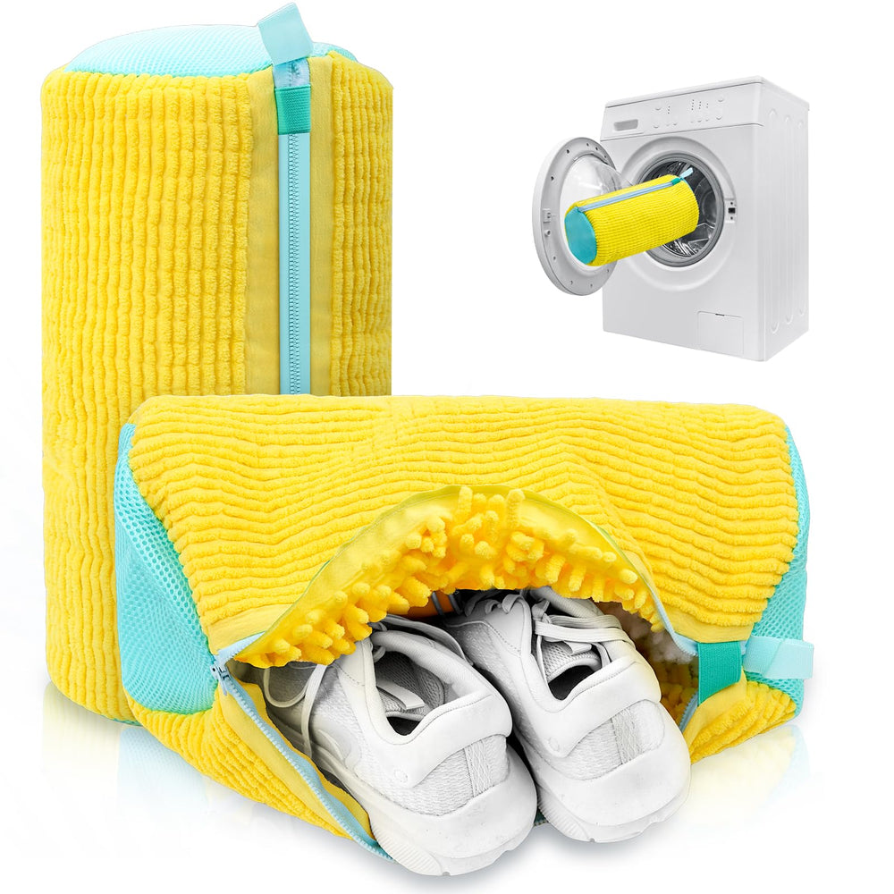 MURAEL front view of two yellow washing bags showing bright color and size benefit