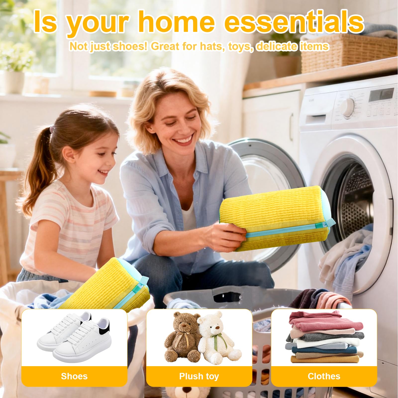 MURAEL bag inside washing machine demonstrating protective, noise-reducing function