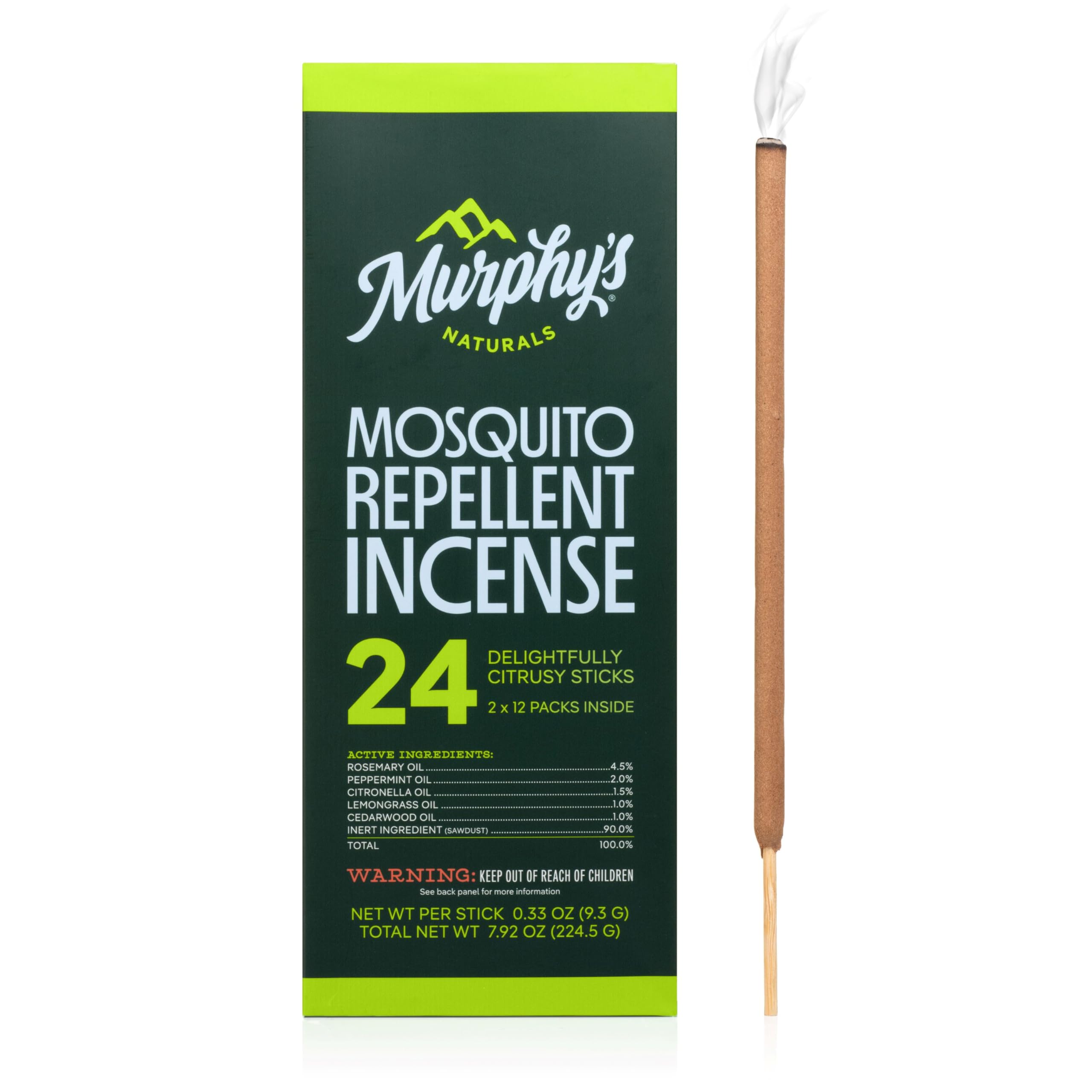 Murphy's Naturals front packaging showing citronella sticks and benefits