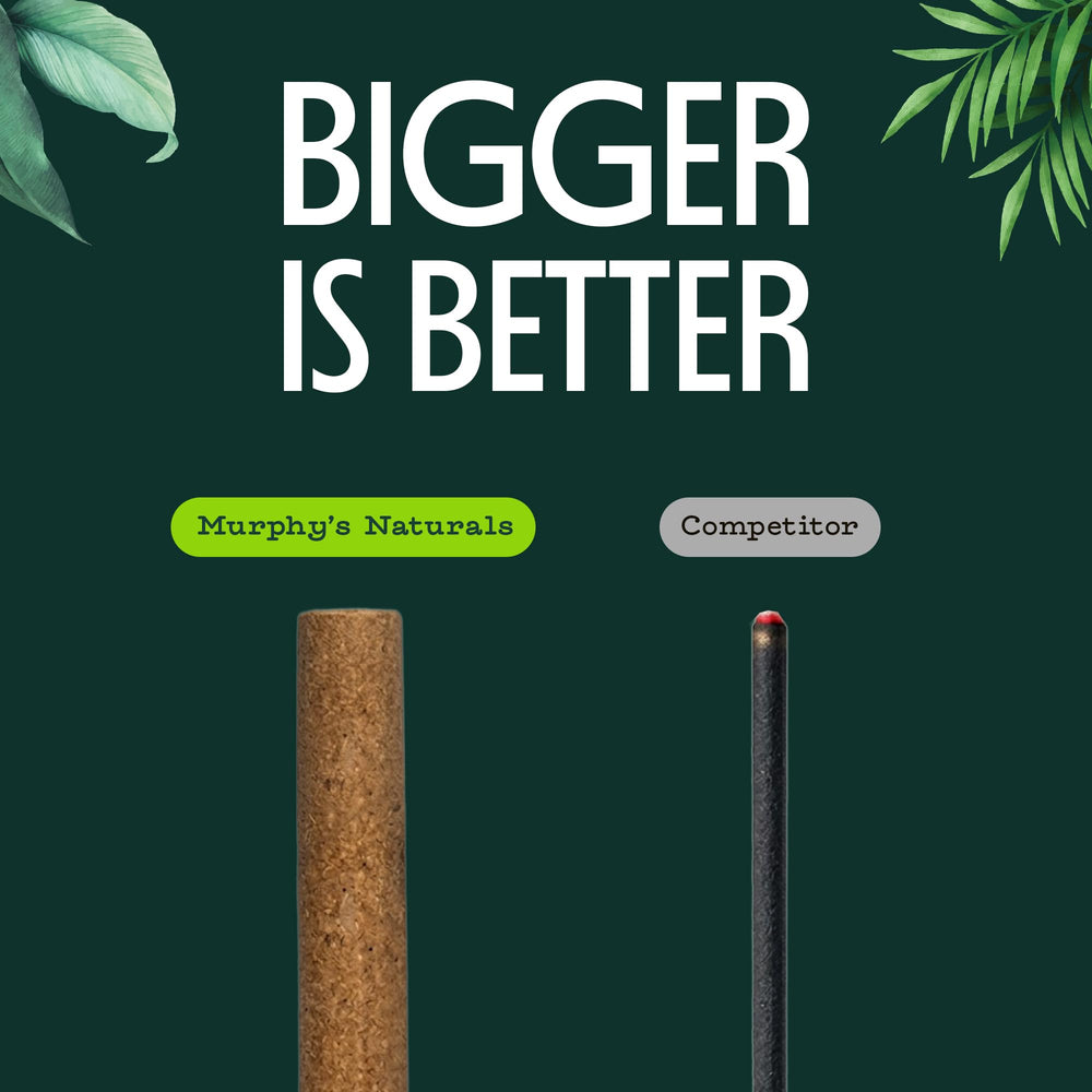 Murphy's Naturals sticks arranged on patio at dusk creating a protective zone