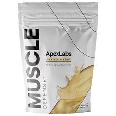 Muscle Defense front pouch showing vanilla flavor and benefits