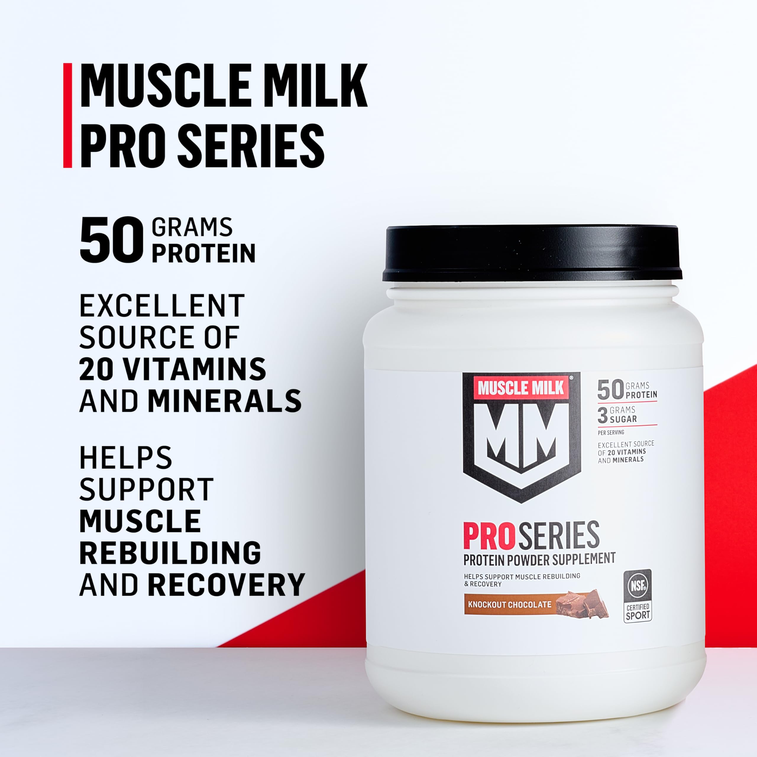 Muscle Milk nutrition label showing protein facts and transparency benefit