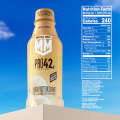 Muscle Milk bottle close-up showing texture and easy-grip label benefit