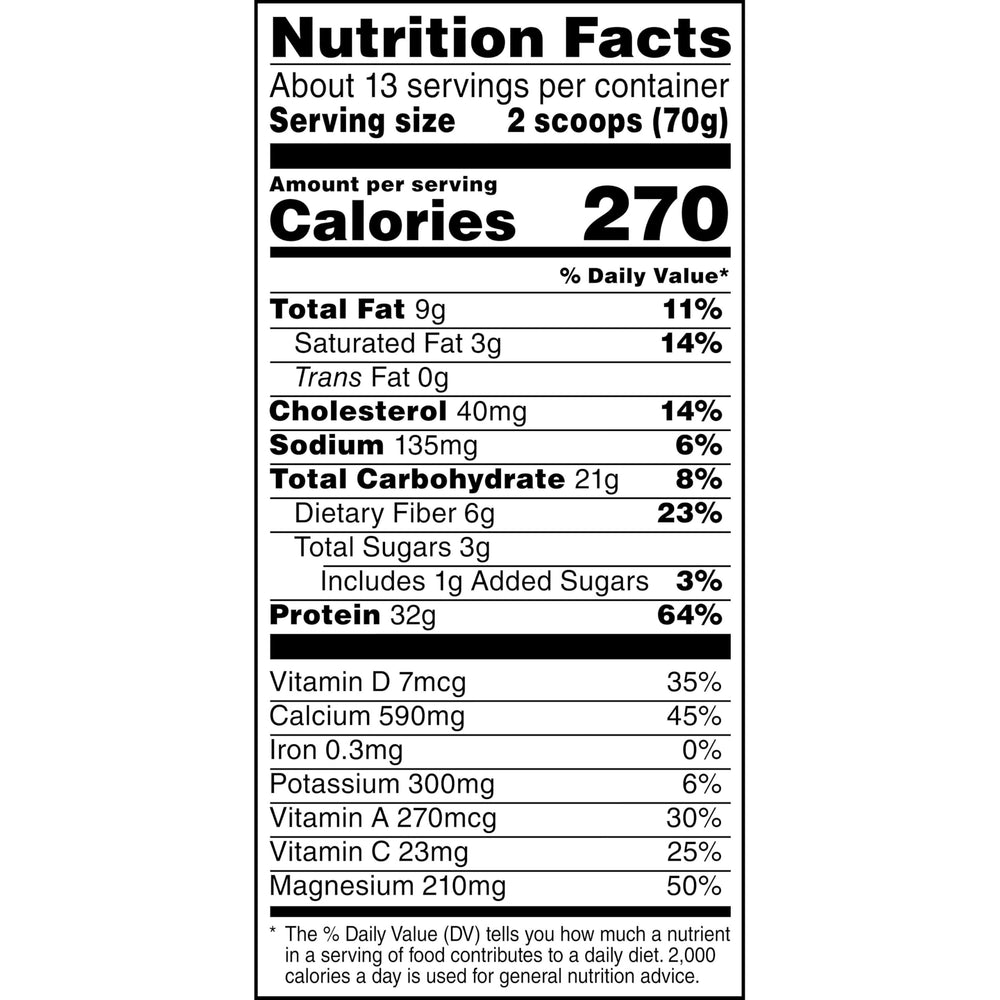 Muscle Milk canister beside a water bottle to show actual product size and portion scale