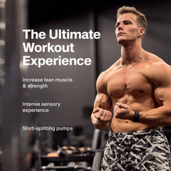MuscleTech scoop of VaporX5 powder illustrating serving size and easy mixing benefit