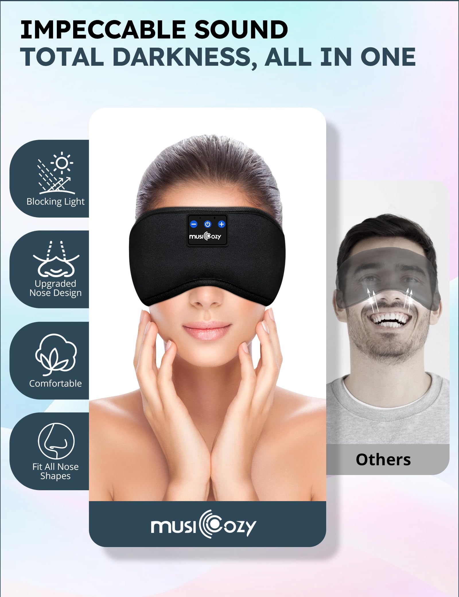 MUSICOZY mask packed in travel pouch for easy portability and protection