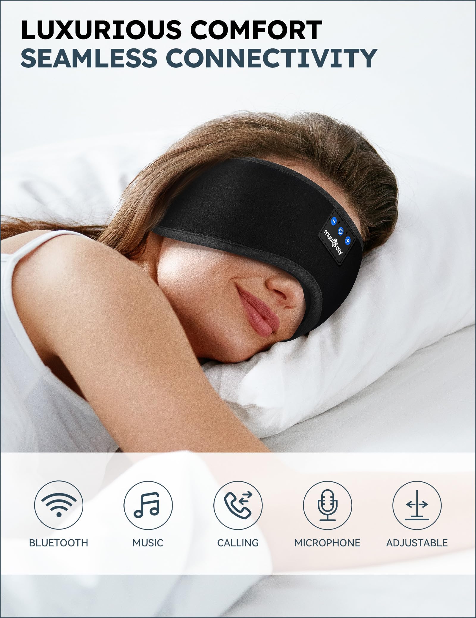 MUSICOZY side profile highlighting low-profile speaker for pressure relief