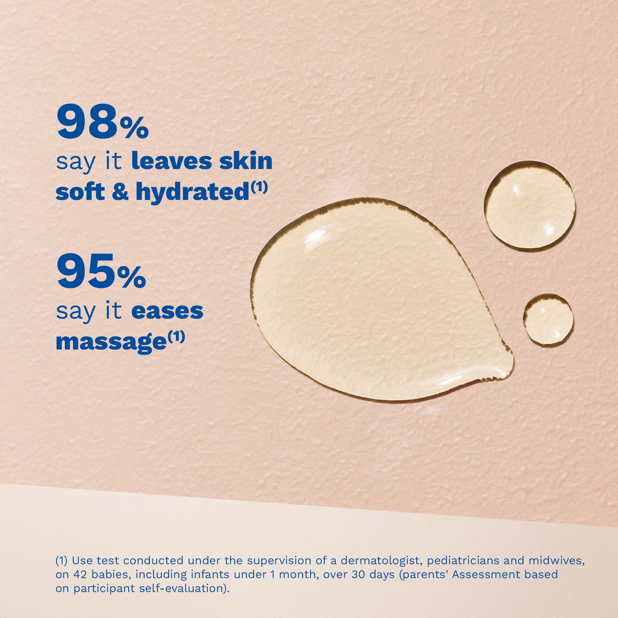Mustela baby oil pump and clear label emphasizing natural ingredient benefits