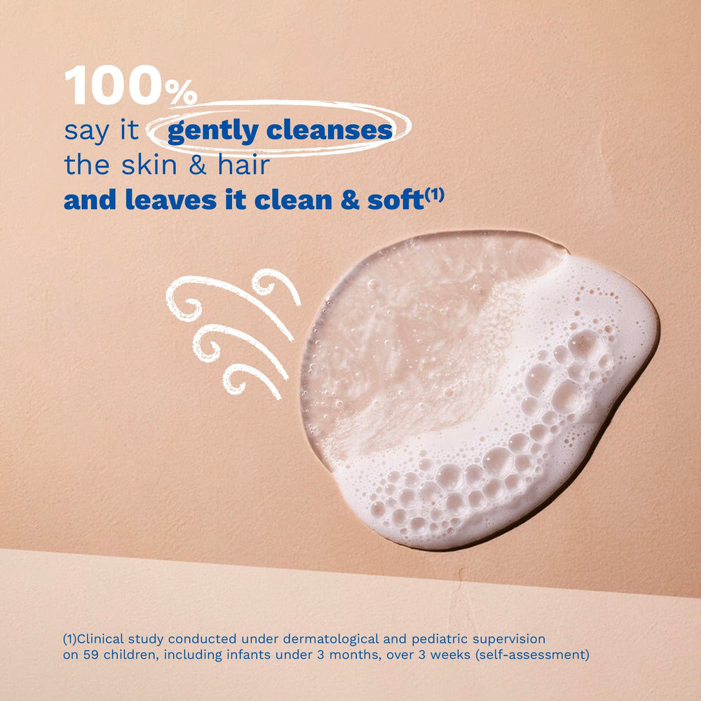 Mustela gel texture close-up demonstrating smooth gentle lather