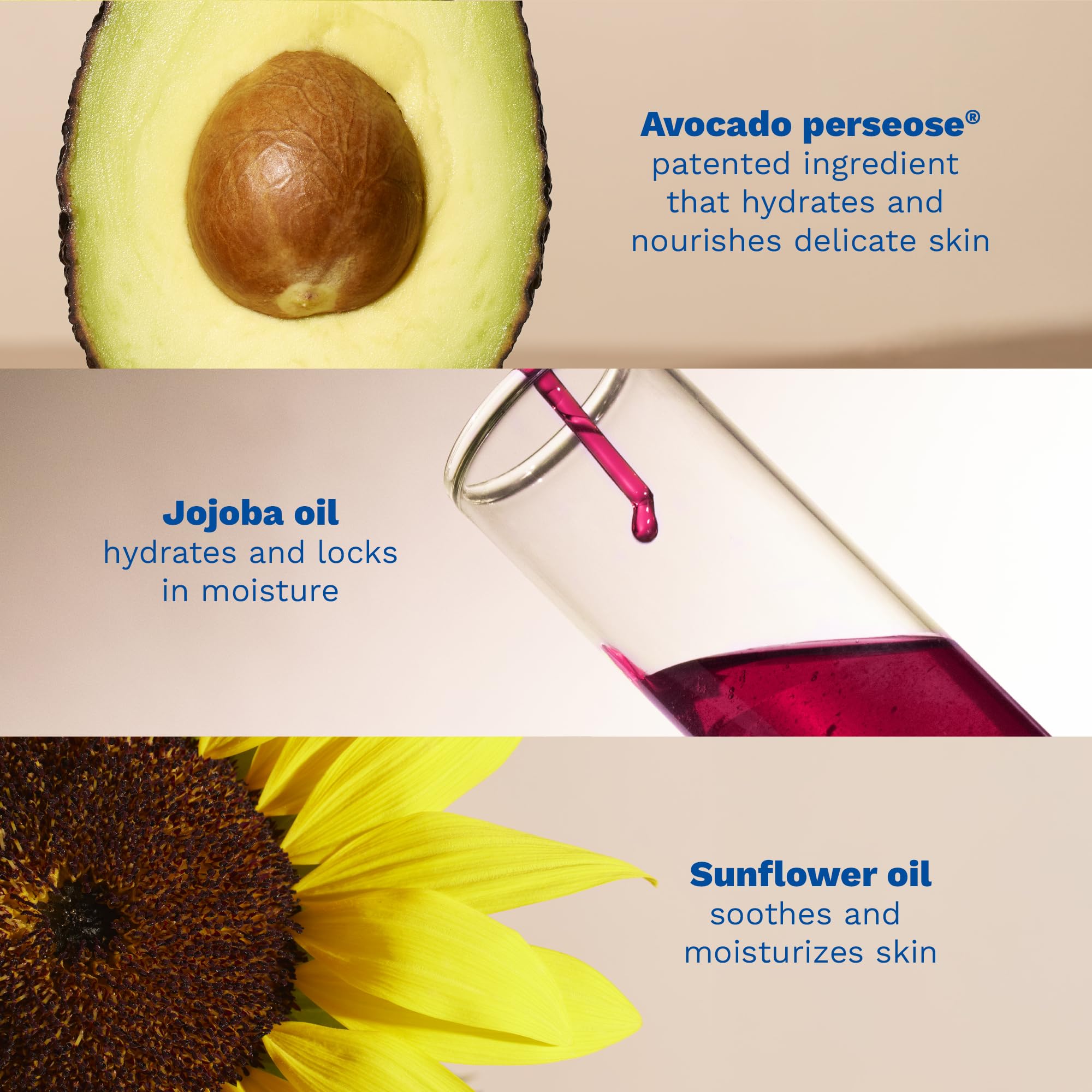 Mustela jojoba and sunflower oils bottles showing natural nourishment benefits
