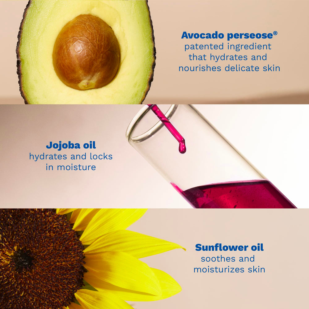 Mustela jojoba and sunflower oils bottles showing natural nourishment benefits