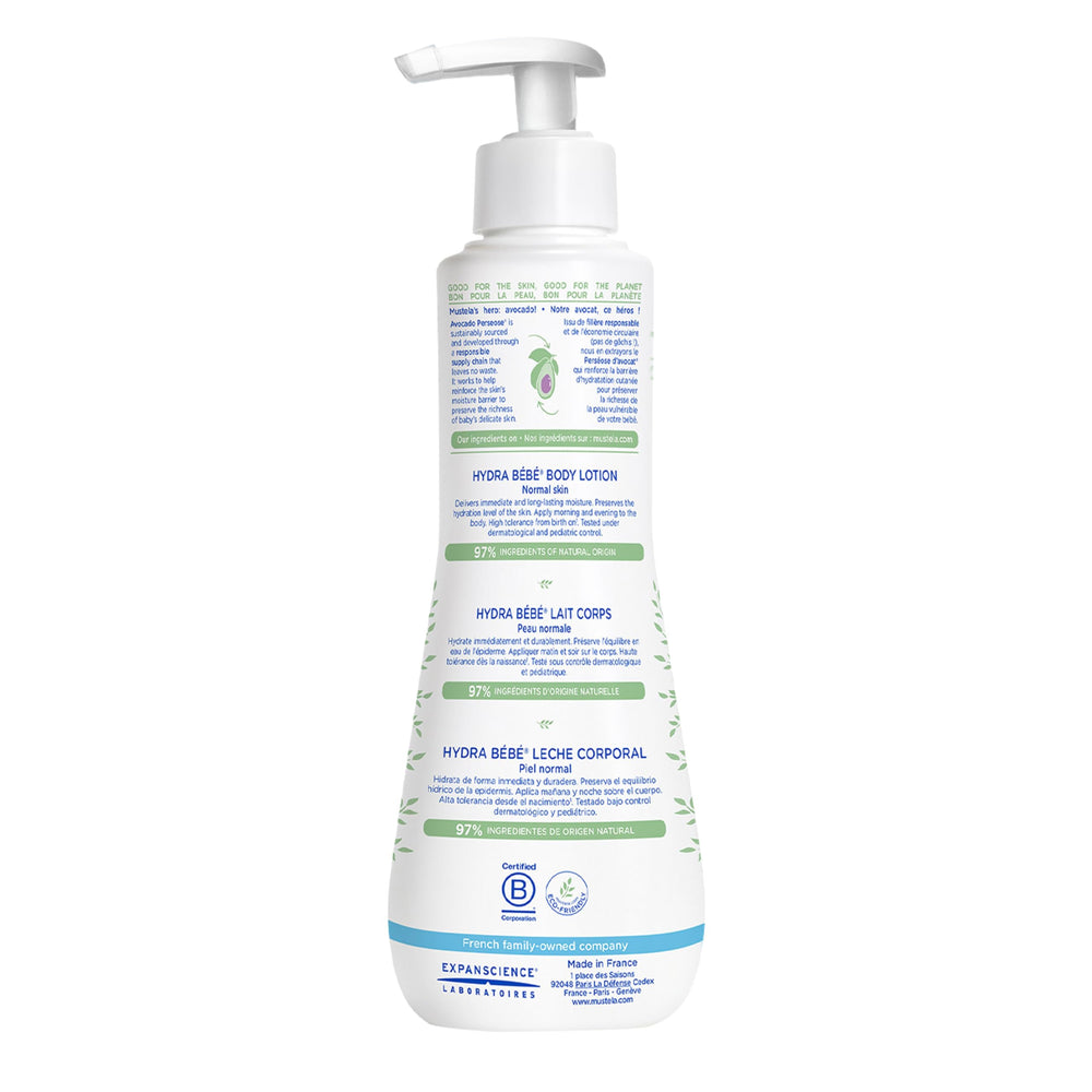 Mustela pump dispenser close-up for easy one-handed application and hygiene