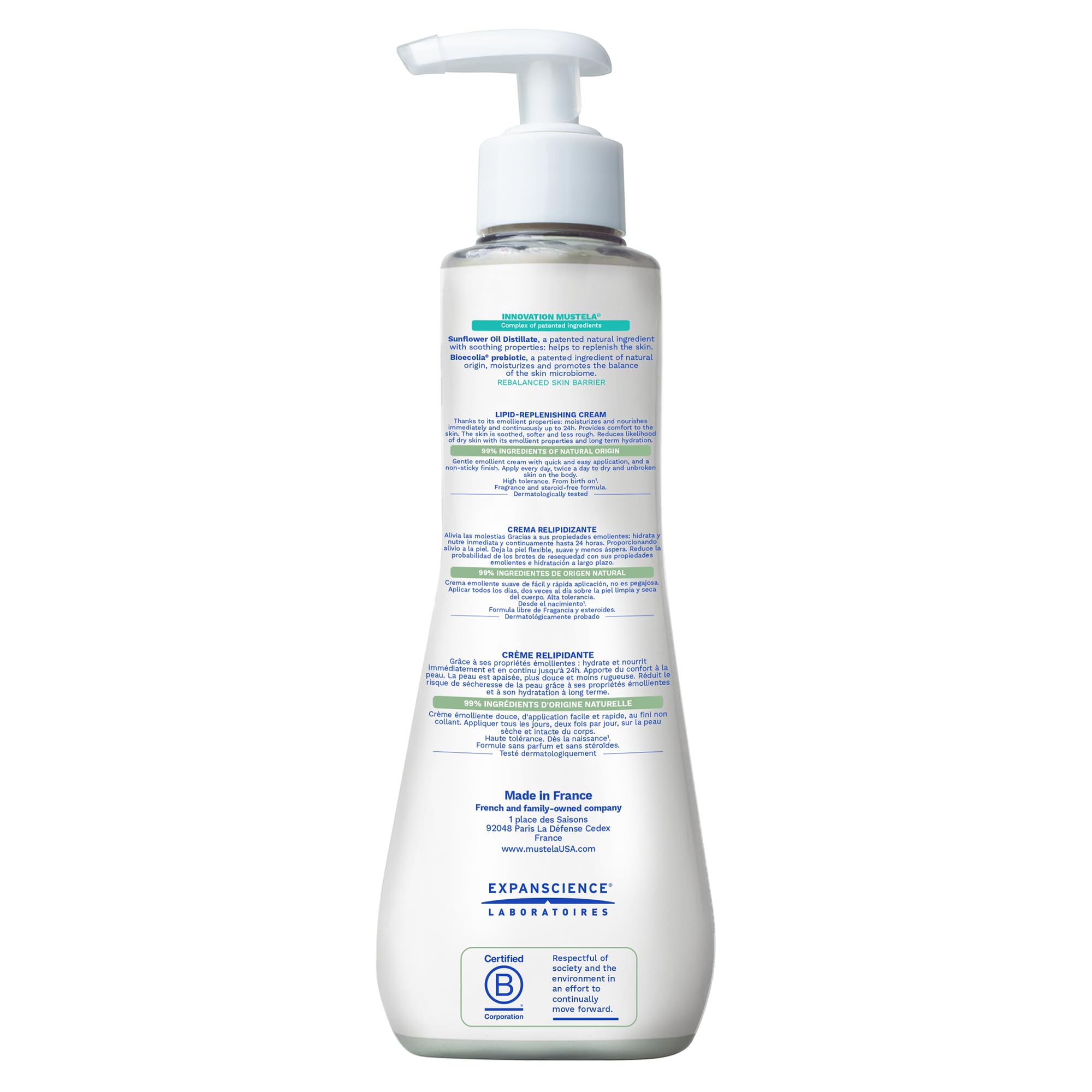 Mustela open tube texture demonstrating fast absorption benefit
