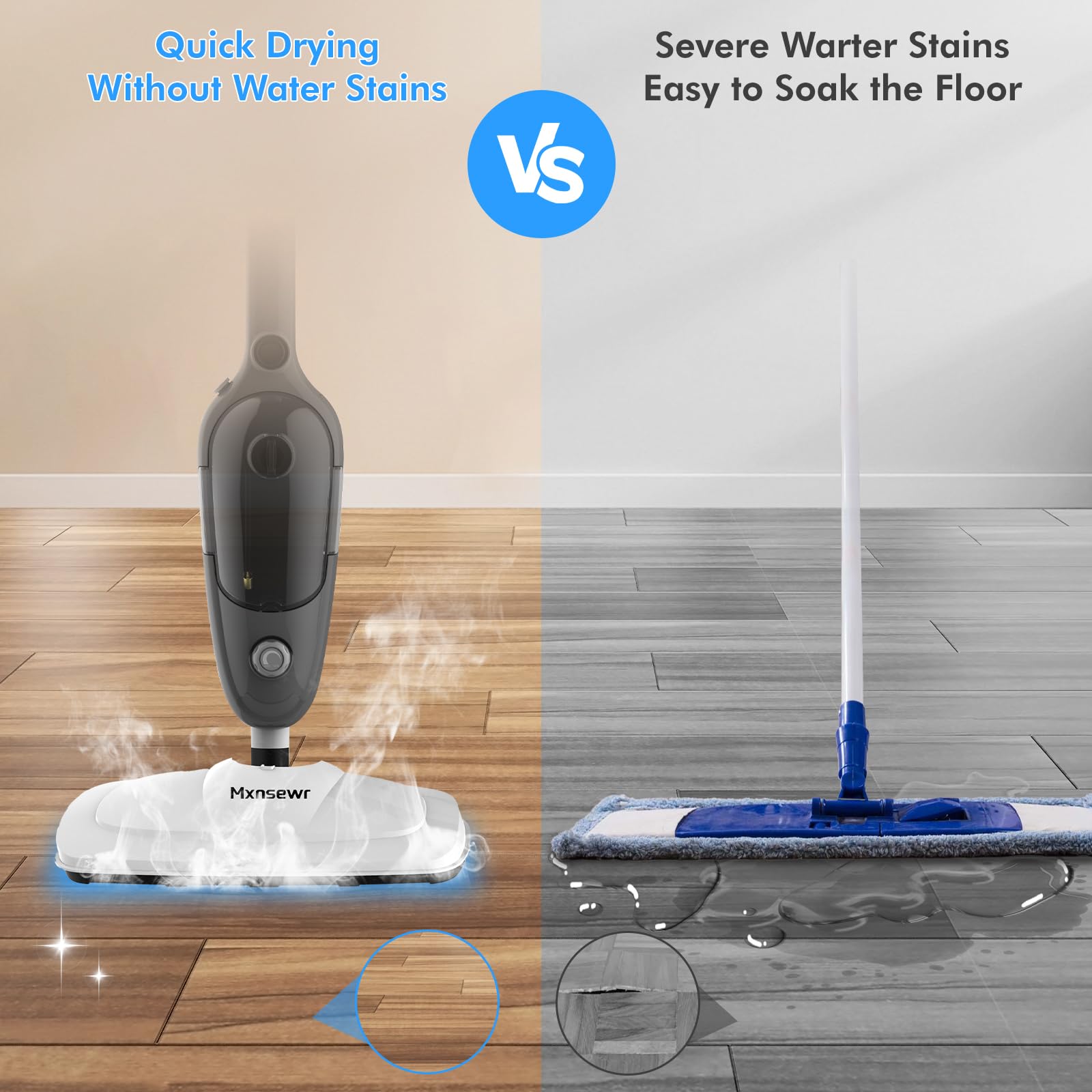 Mxnsewr steam mop cleaning grout on tile floor showcasing deep-clean steam power