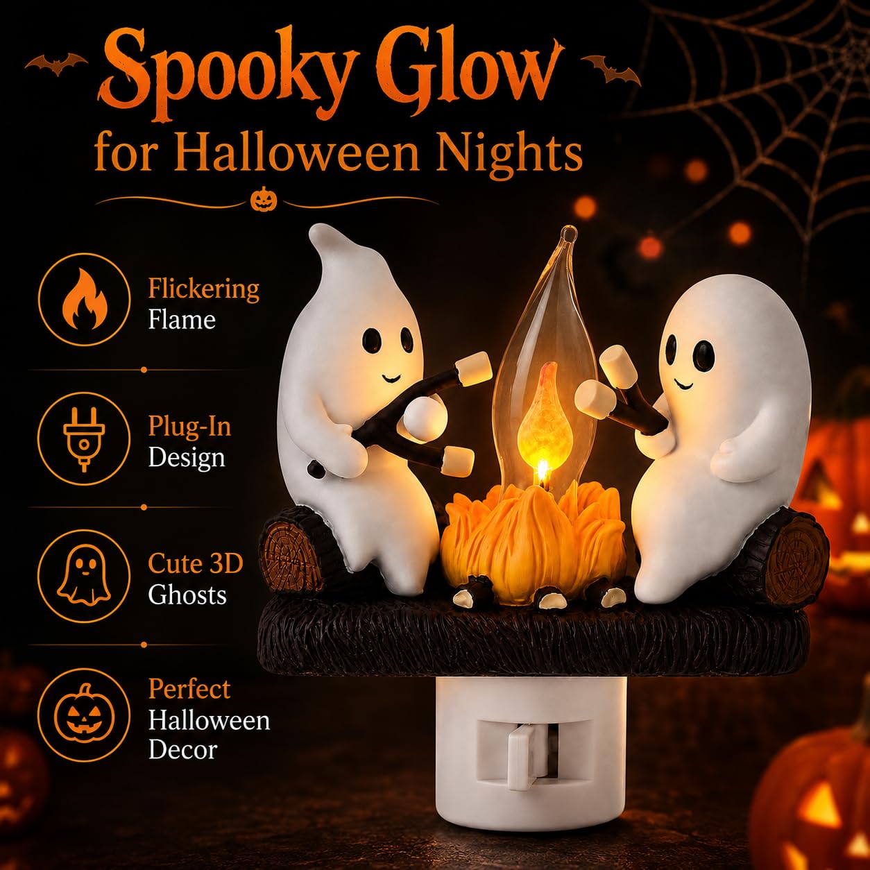 MXXT ghost campfire lifestyle tabletop display adding spooky-season decoration and warmth