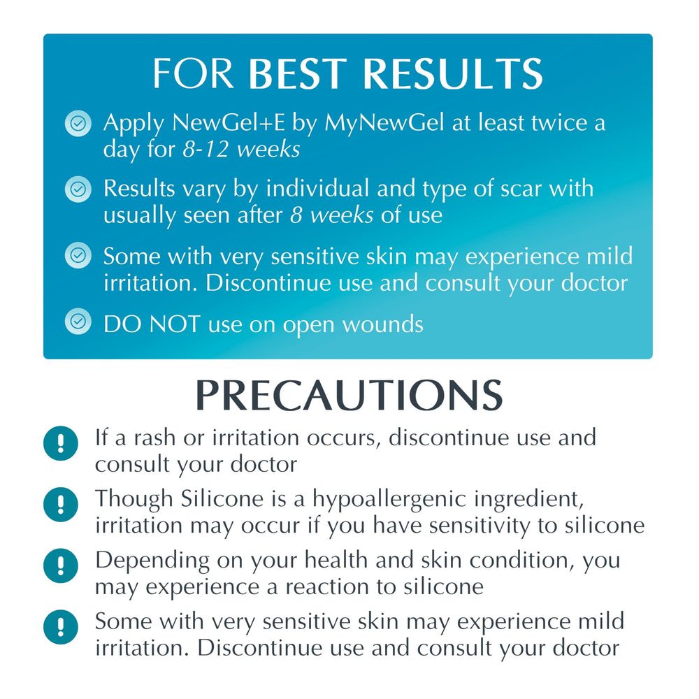 MyNewGel before and after styled illustration showing visual scar improvement
