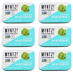 M Myntz! front tin showing branding and wintermint flavor, keeping breath fresh