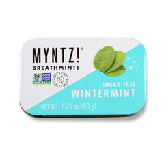M Myntz! open tin in hand displaying mints, convenient freshness on the go