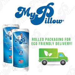 MyPillow side profile showing medium loft and neck-supporting shape benefit