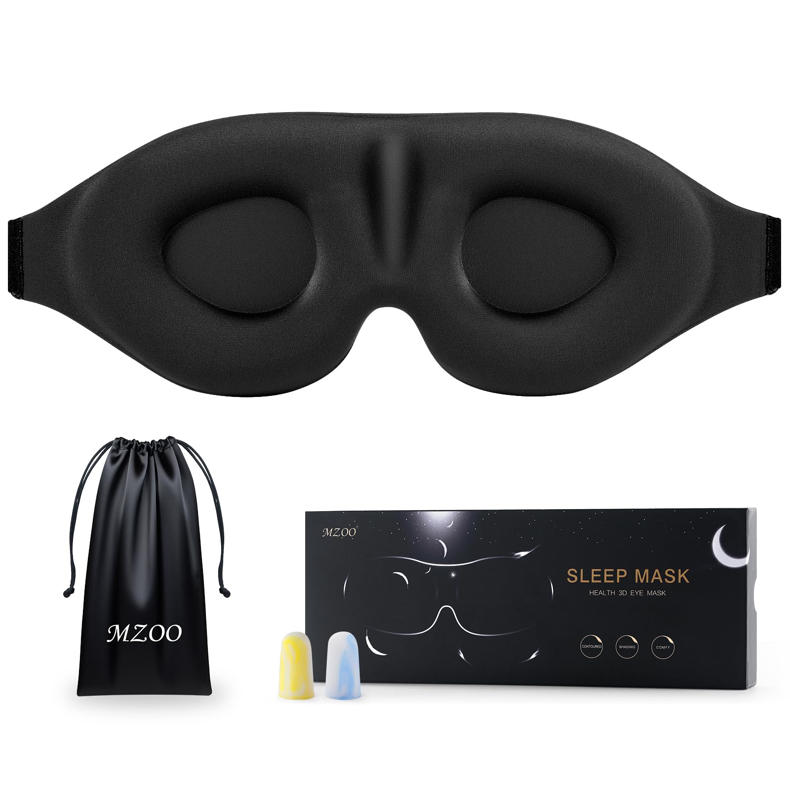 MZOO front view of mask showing full coverage and complete darkness benefit