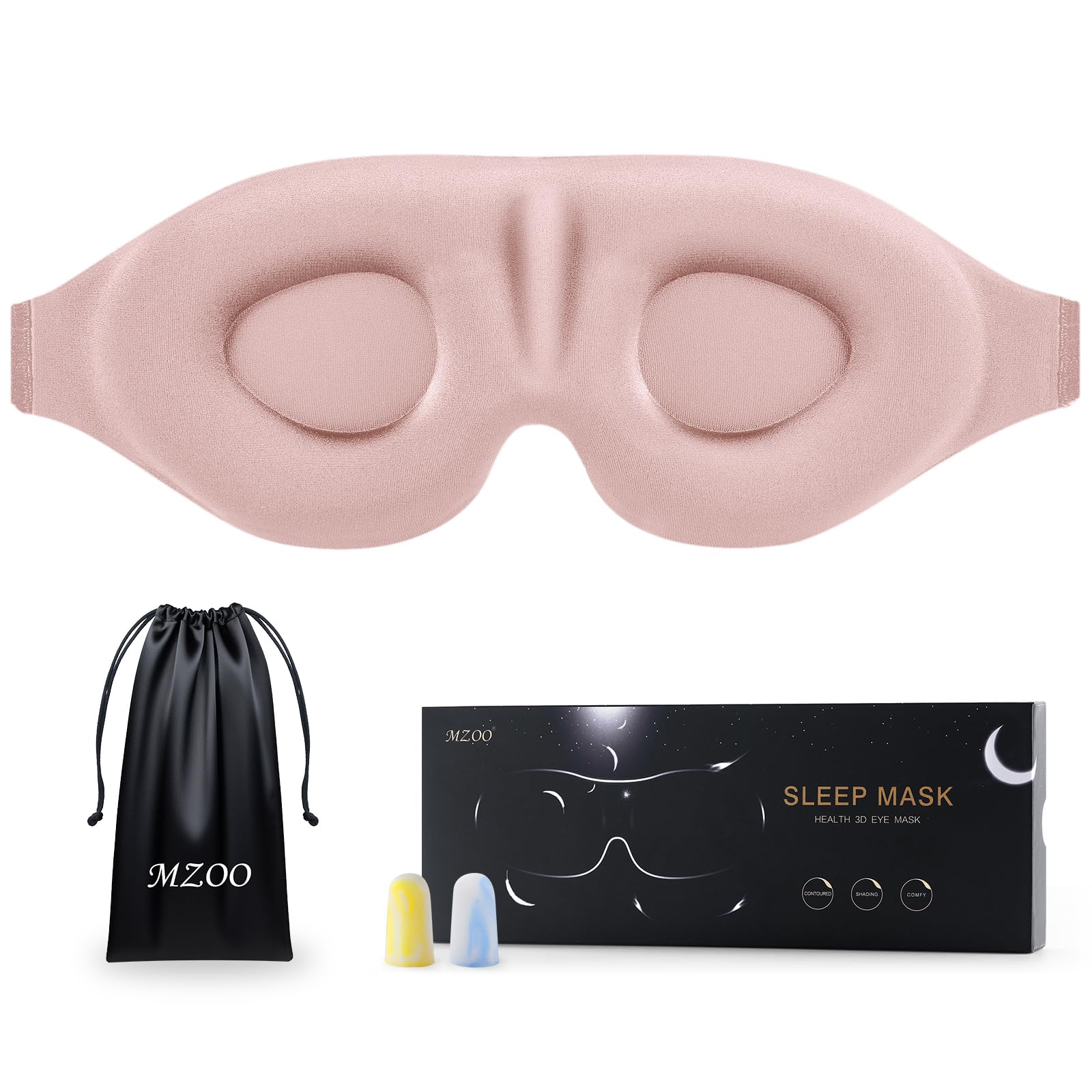 MZOO front view of mask showing full blackout design and soothing texture benefit