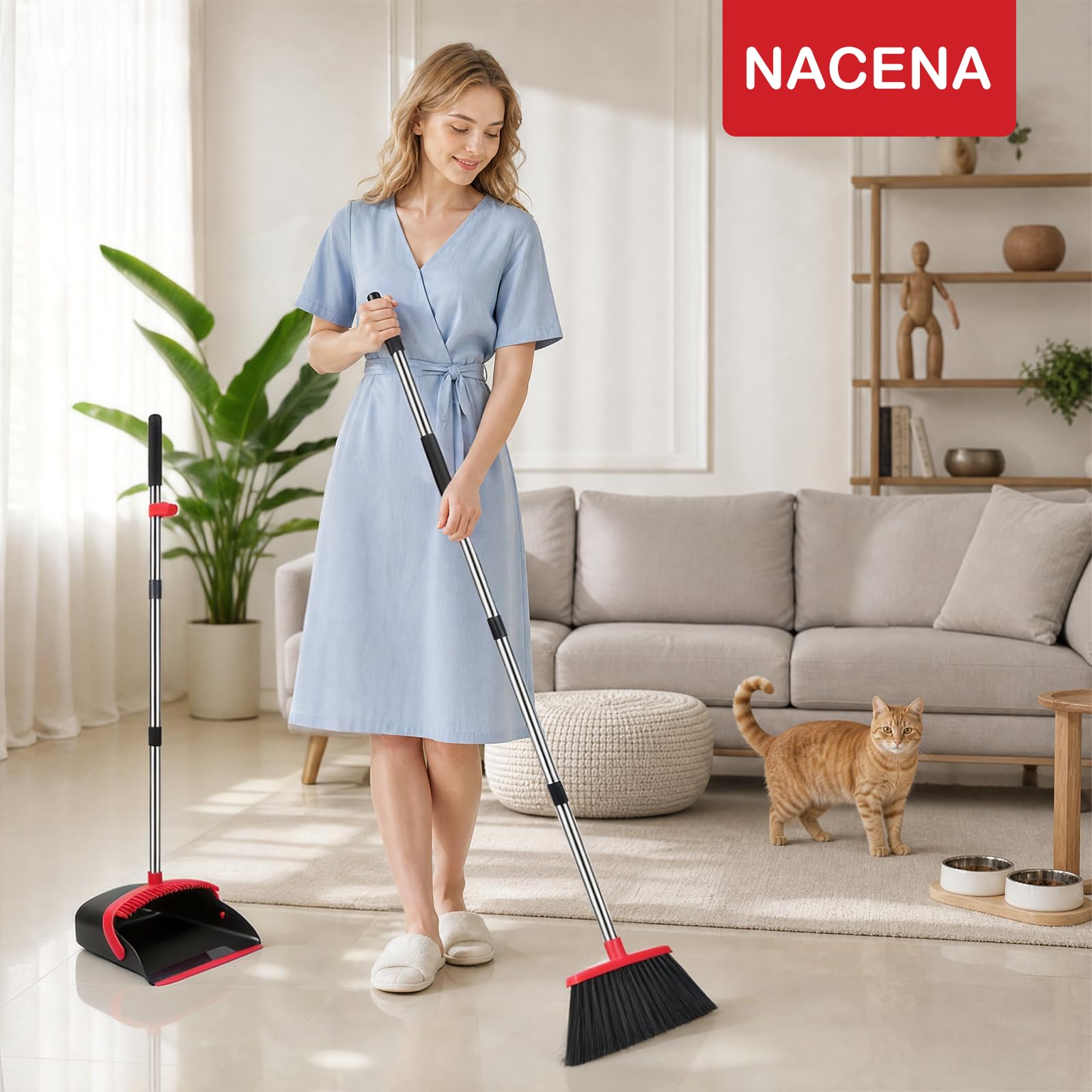 nacena set in a kitchen scene being used, ideal for pet hair and everyday mess cleanup