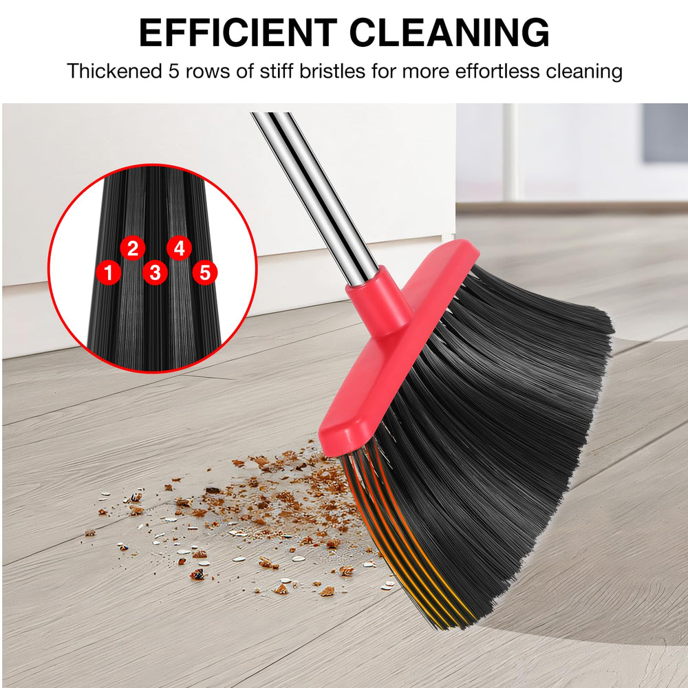 nacena broom and pan clipped upright for storage, keeps closets tidy and saves space