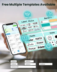 NADAIIN N12 paired to smartphone in NADA Print app for easy design and wireless printing