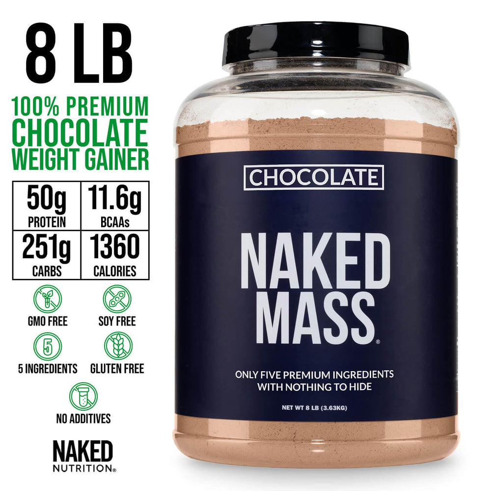 NAKED scoop measurement demonstrating single serving portion and calorie control