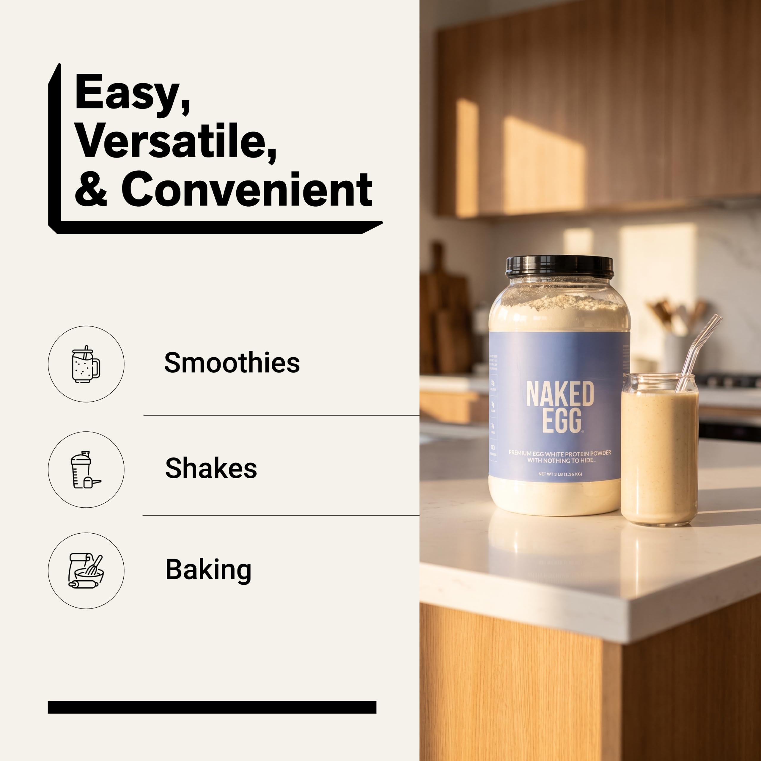 NAKED tub beside everyday objects for scale and serving quantity clarity