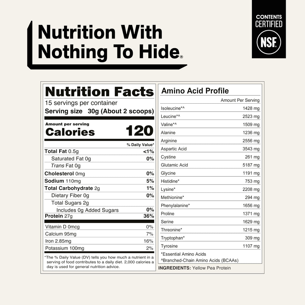 NAKED label close-up with NSF certification badge for verified purity