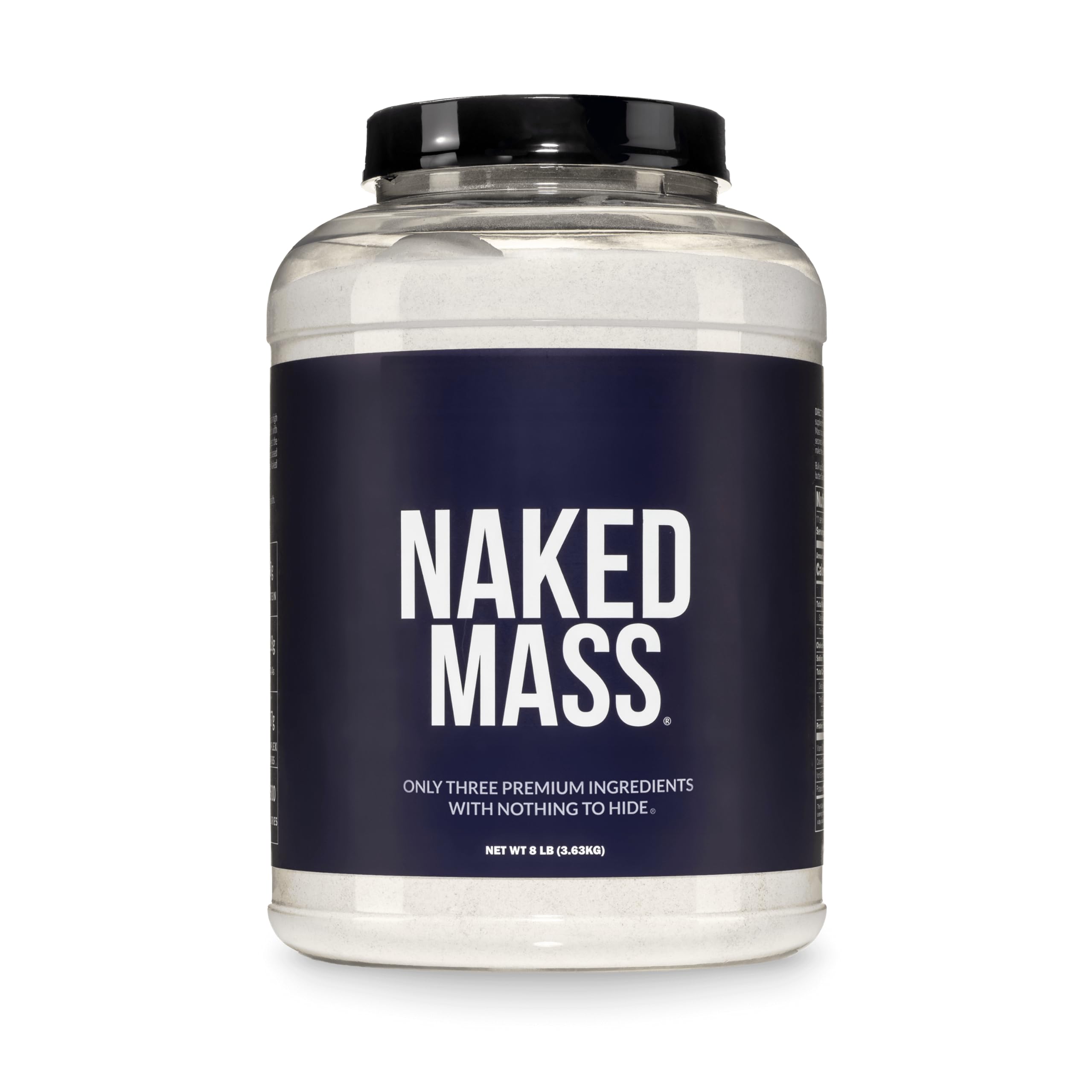 NAKED mass front tub showing clean packaging and bulk benefit