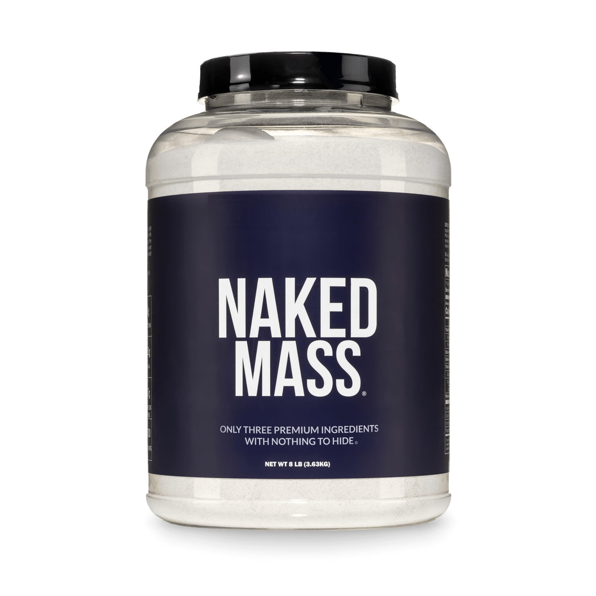 NAKED mass front tub showing clean packaging and bulk benefit