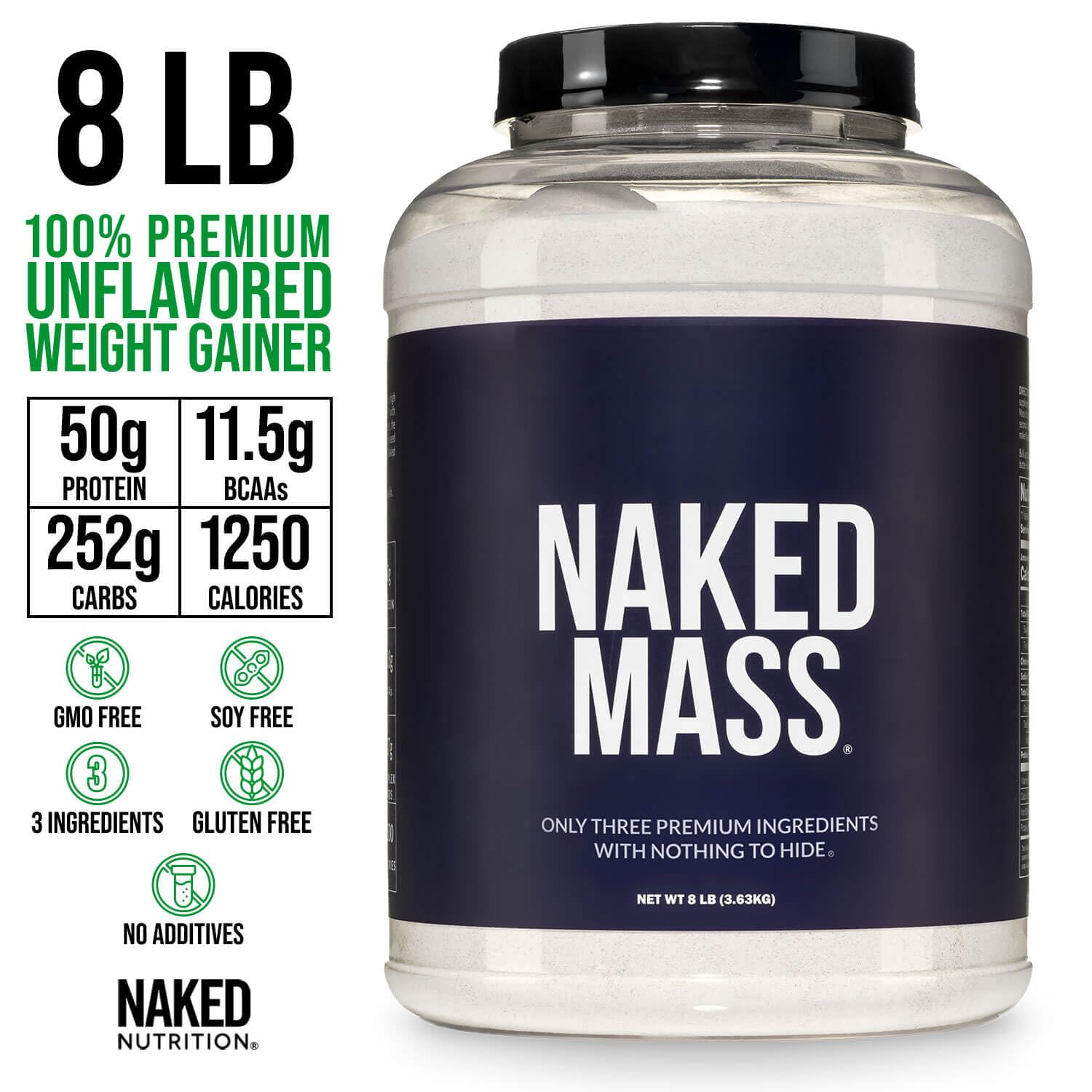 NAKED mass scoop measurement demonstrating high-calorie serving control