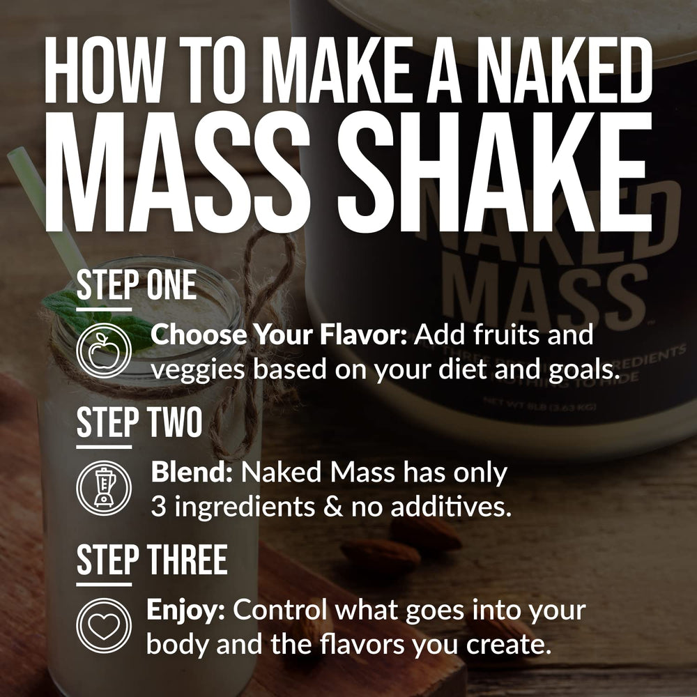 NAKED mass 8 lb container next to water bottle for size context