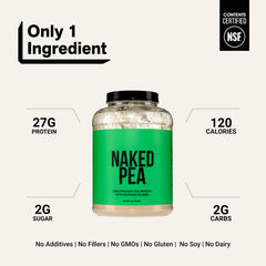 NAKED Pea scoop of powder demonstrating serving control and convenience