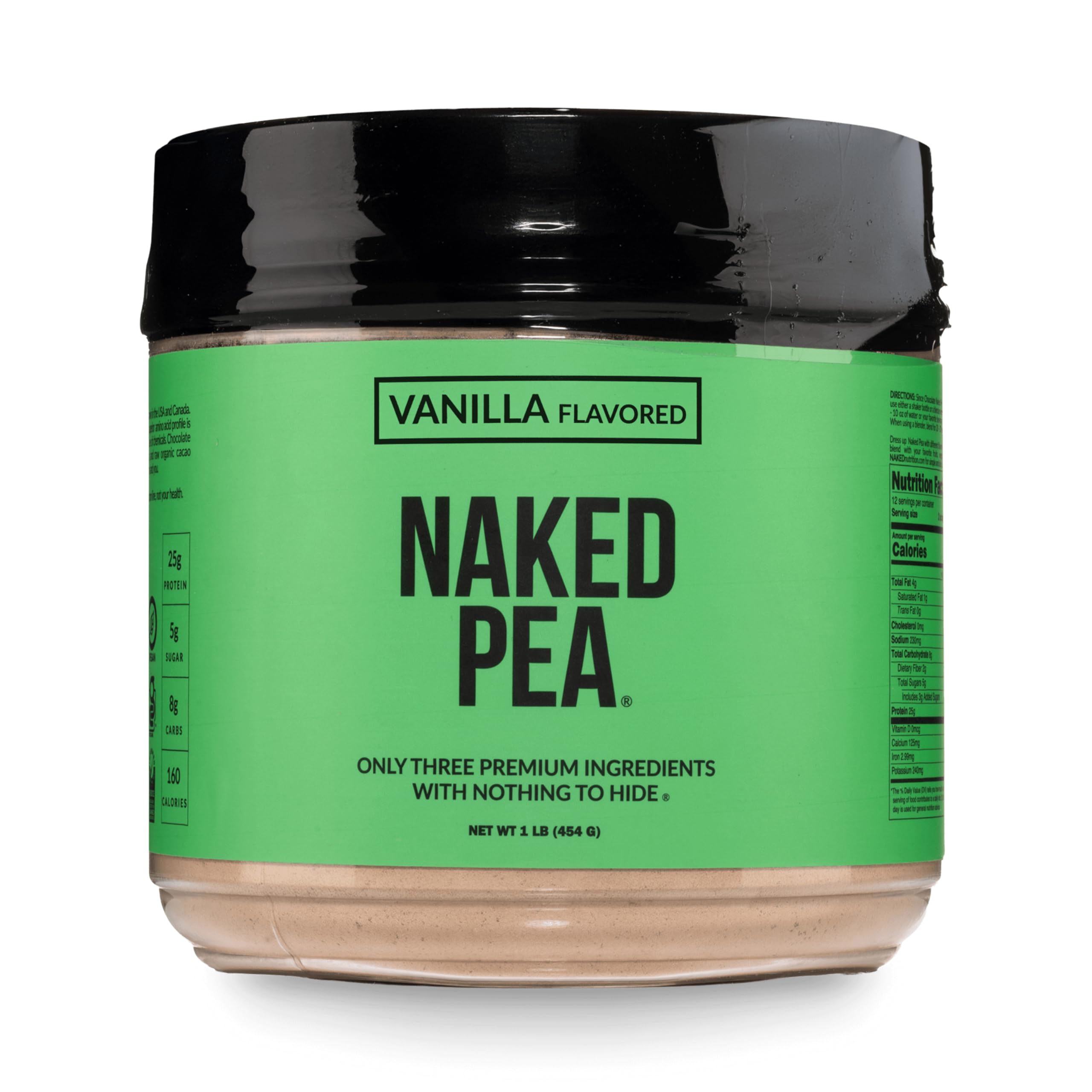 NAKED front package shot showing clean label and vanilla benefit