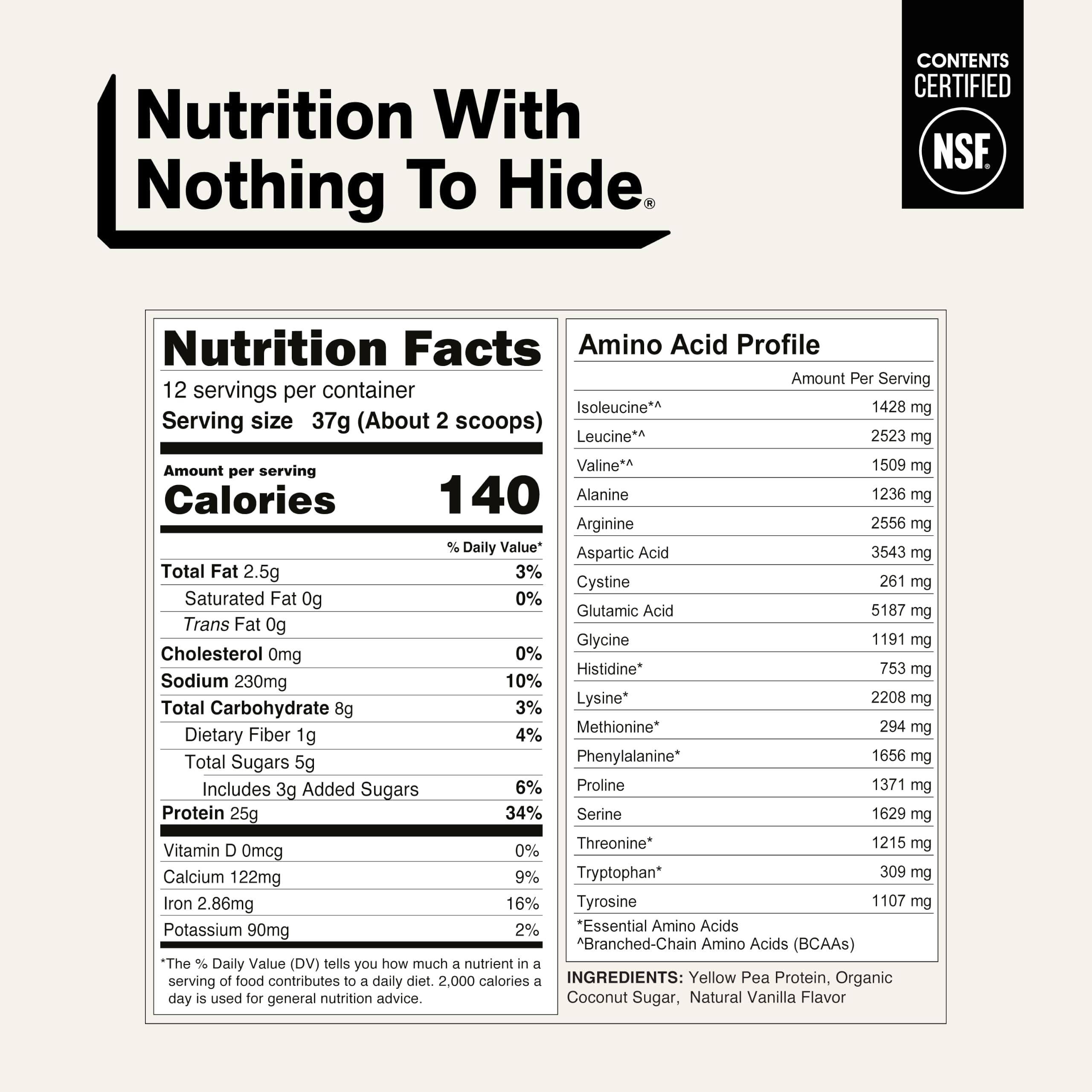 NAKED product label with NSF badge confirming third-party testing
