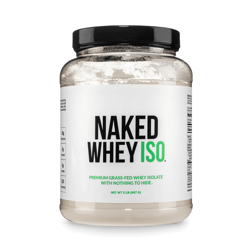 NAKED front container showing clean label and servings, highlights purity