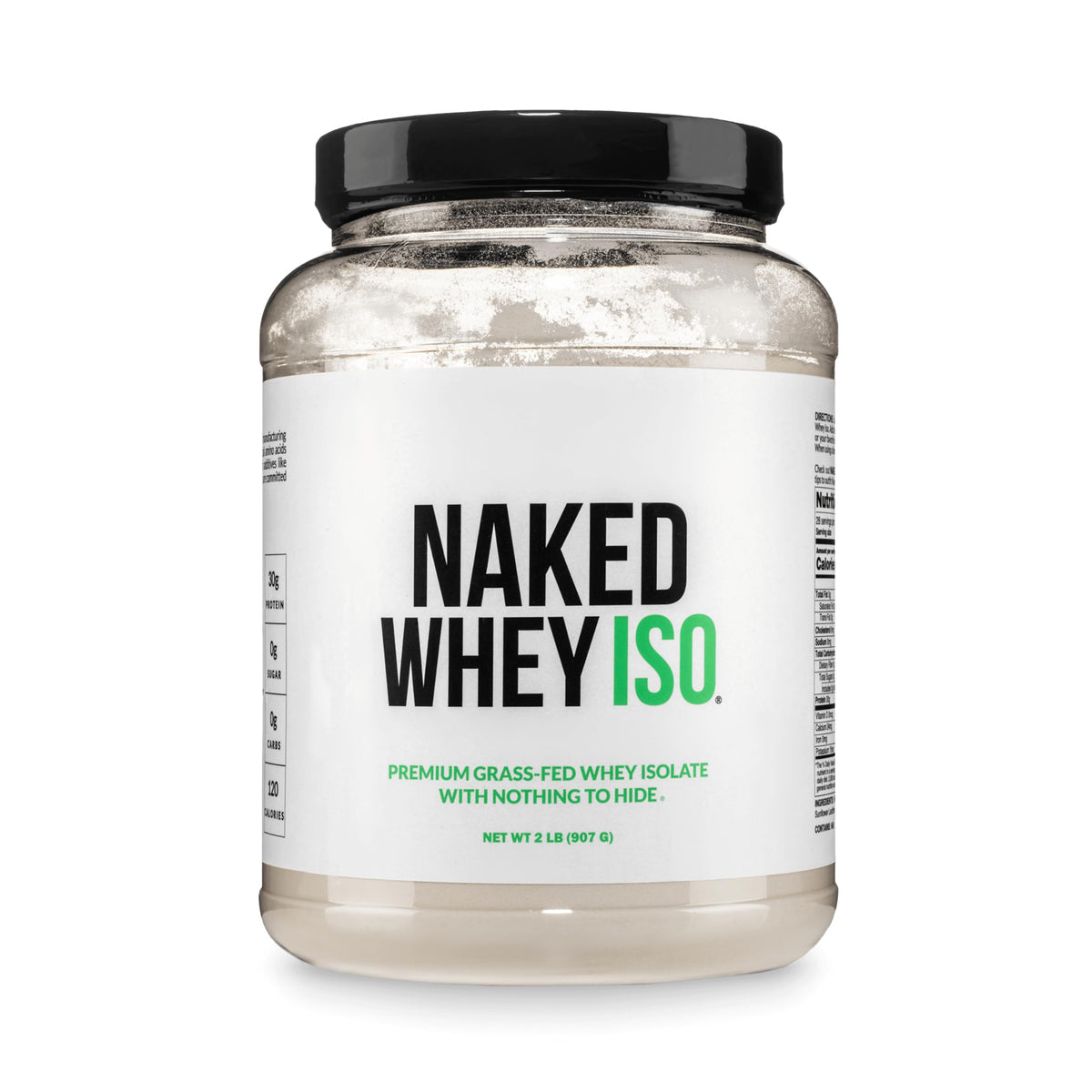NAKED front container showing clean label and servings, highlights purity