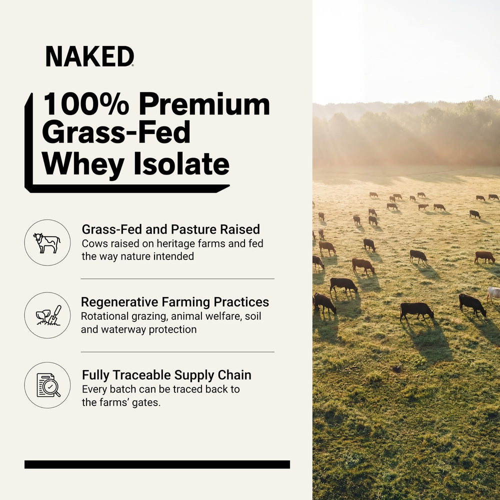 NAKED powder close-up texture showing fine soluble whey and mixability