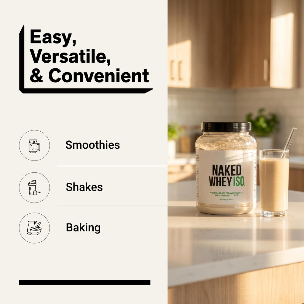 NAKED smoothie with fruit showing neutral flavor and recipe versatility