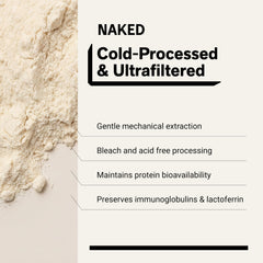 NAKED whey shake in glass demonstrating customizable, flavor-free base
