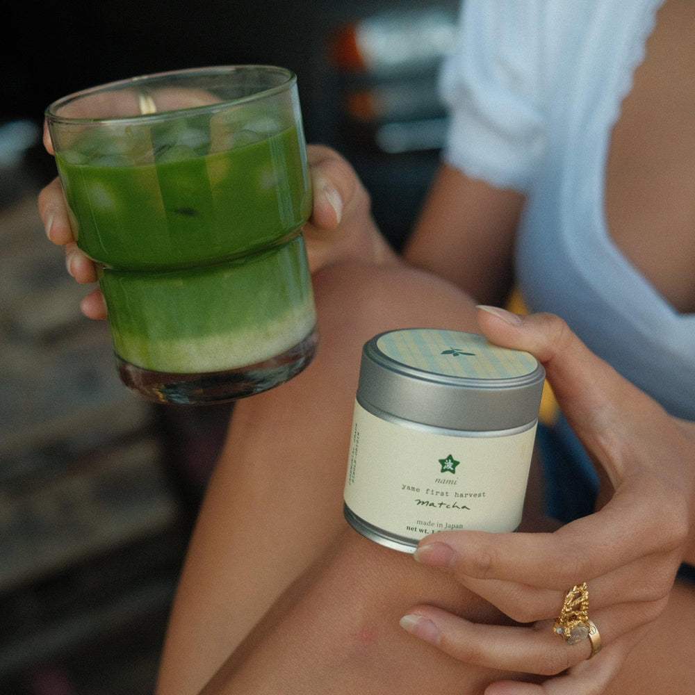 Nami Matcha latte in a café setting illustrating creamy green tea beverage