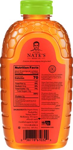 Nate's Honey squeeze bottle cap close-up for easy drip-free pouring