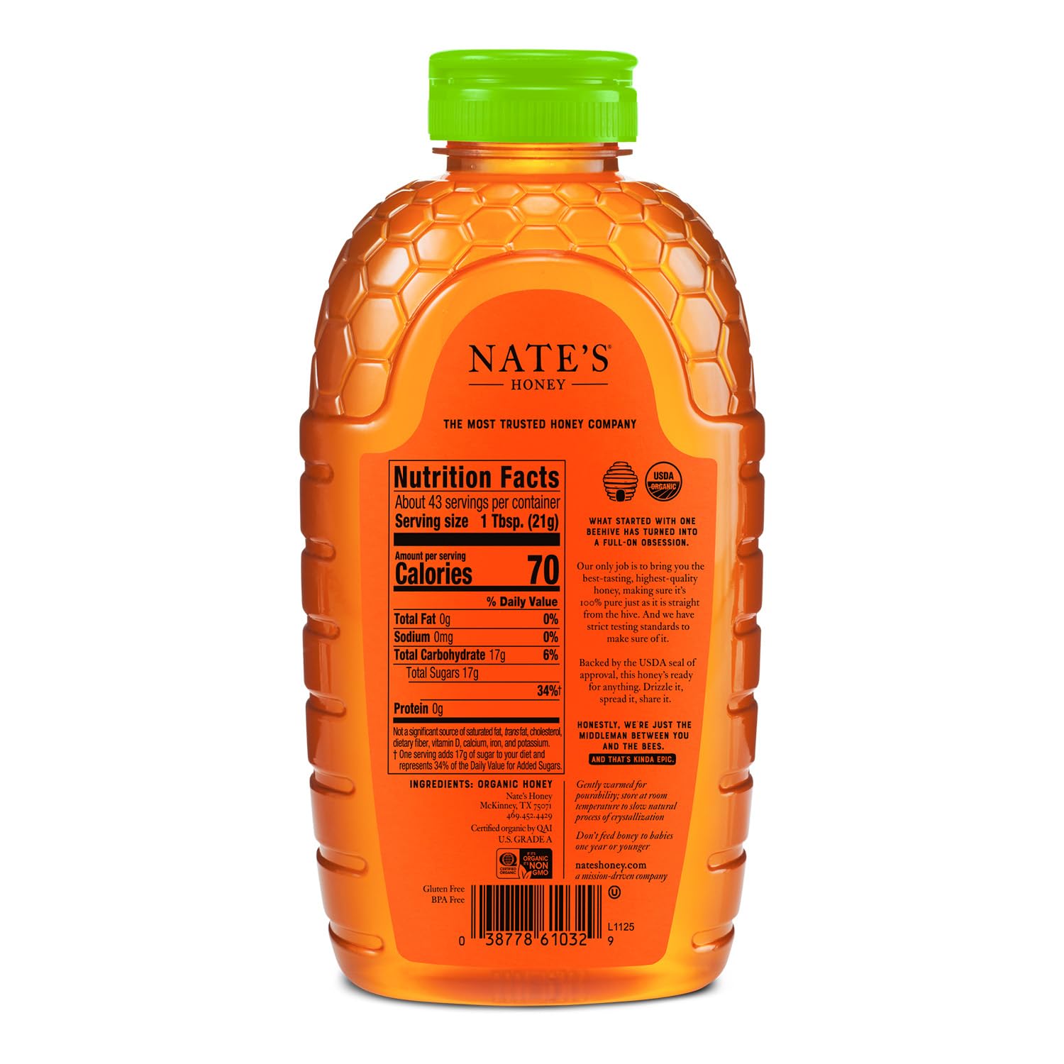 Close-up of Nate's Honey texture showing natural crystals and pure consistency