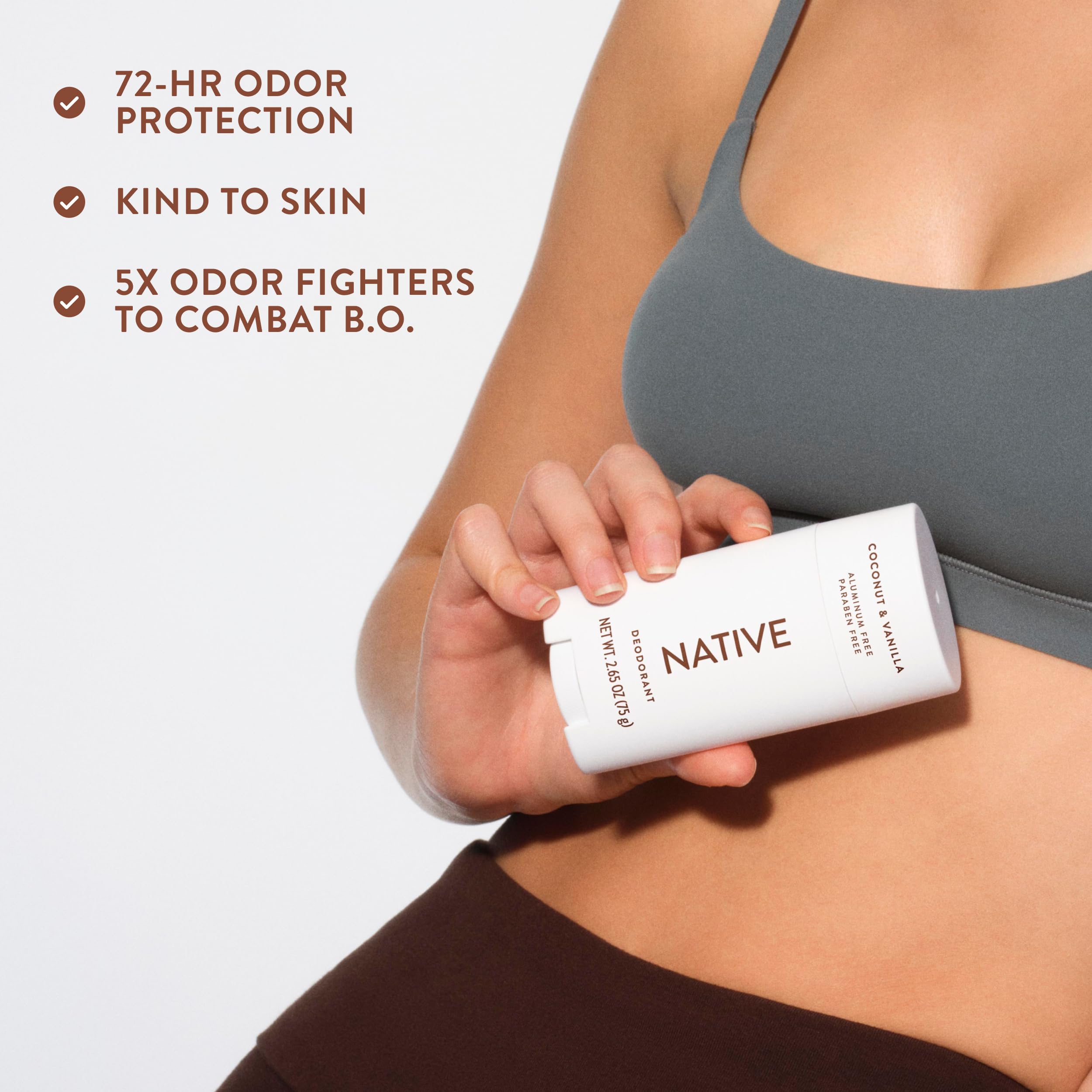 Native product label close-up showing ingredient transparency and clean formula benefit